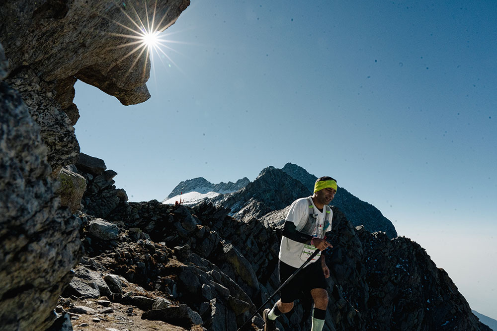 a runner at Summit Run Indrahar in the Dhauladhar Range.